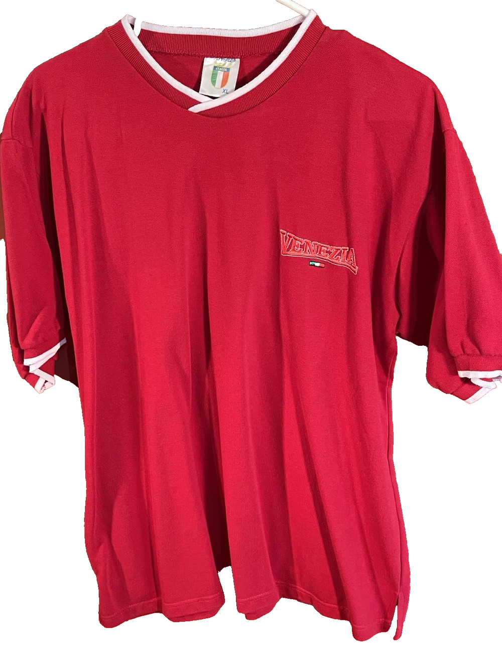 Venezia Italia Bellini T-Shirt Men XL Red V-Neck Short Sleeve